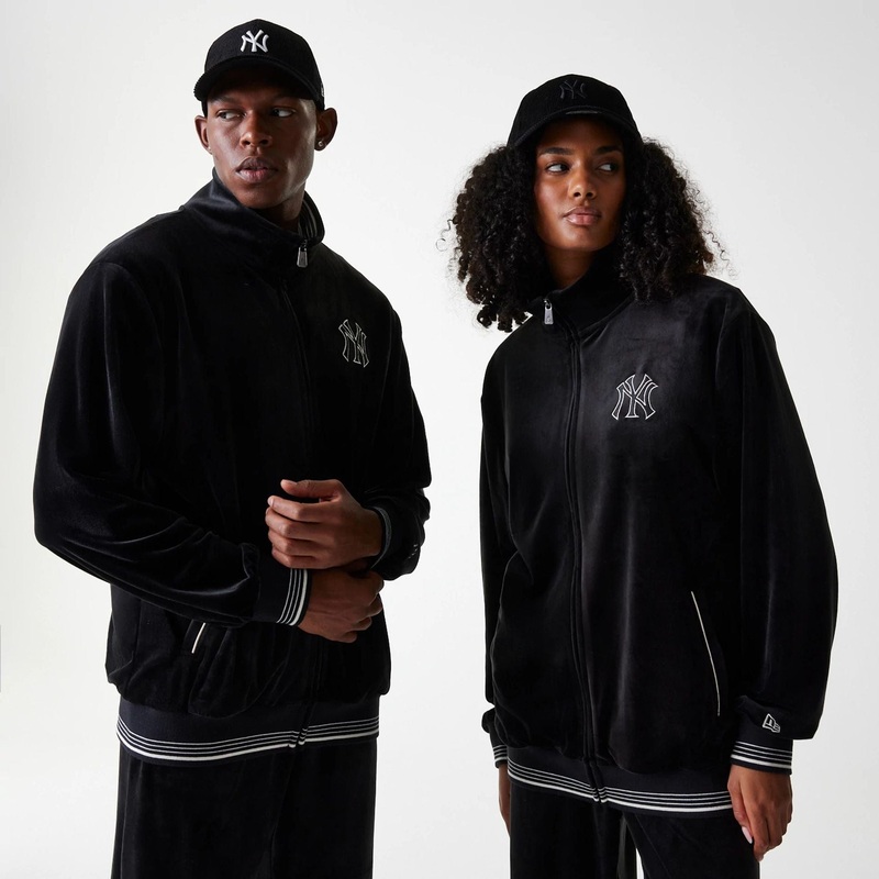 New York Yankees MLB Velour Black Track Top XS