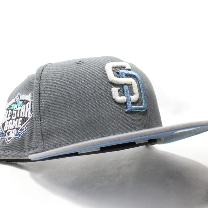 San Diego Padres 2016 All Star Game New Era Fitted 59Fifty Hat (GITD Storm Gray Light Gray Sky Blue Under Brim) 7