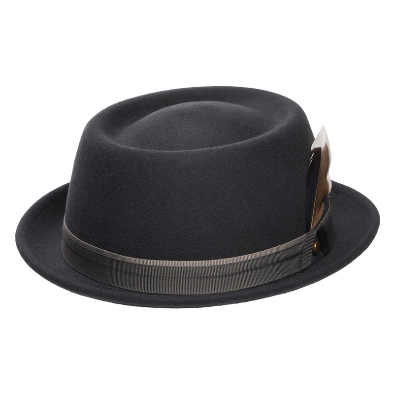 Stetson Hats Water Repellent Wool Felt Pork Pie Hat – Dark Grey S