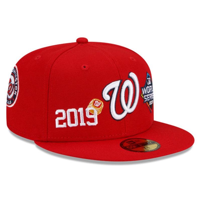 Washington Nationals New Era MLB Exclusive COUNT THE RINGS 59Fifty Fitted Hat – Red/Gray 6 7/8