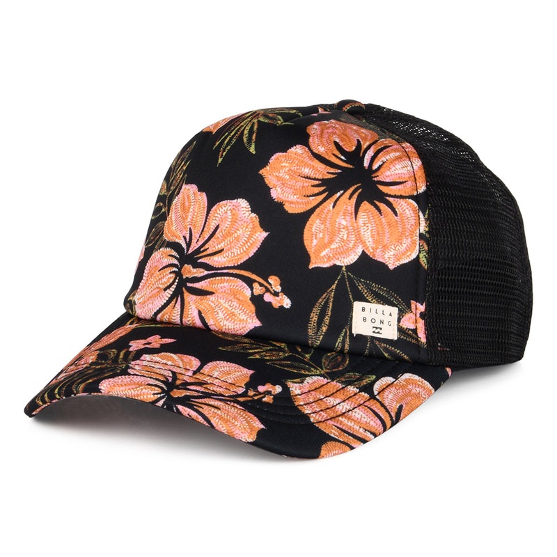 Billabong Hats Heritage Mashup Floral Trucker Cap – Black-Multi Adjustable