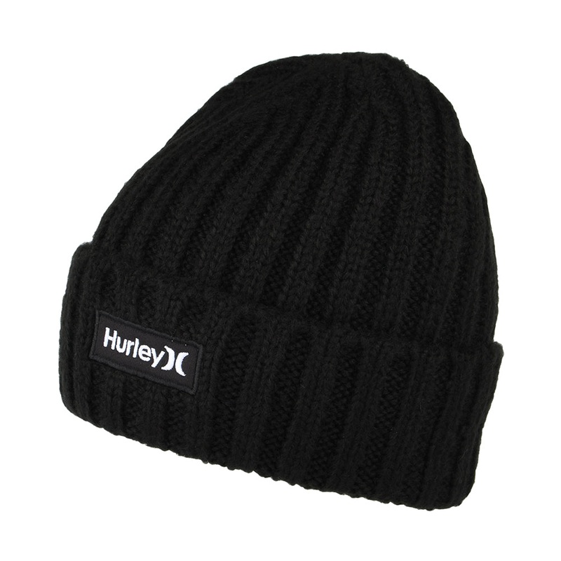 Hurley Hats Squaw Fisherman Beanie Hat – Black 1-Size