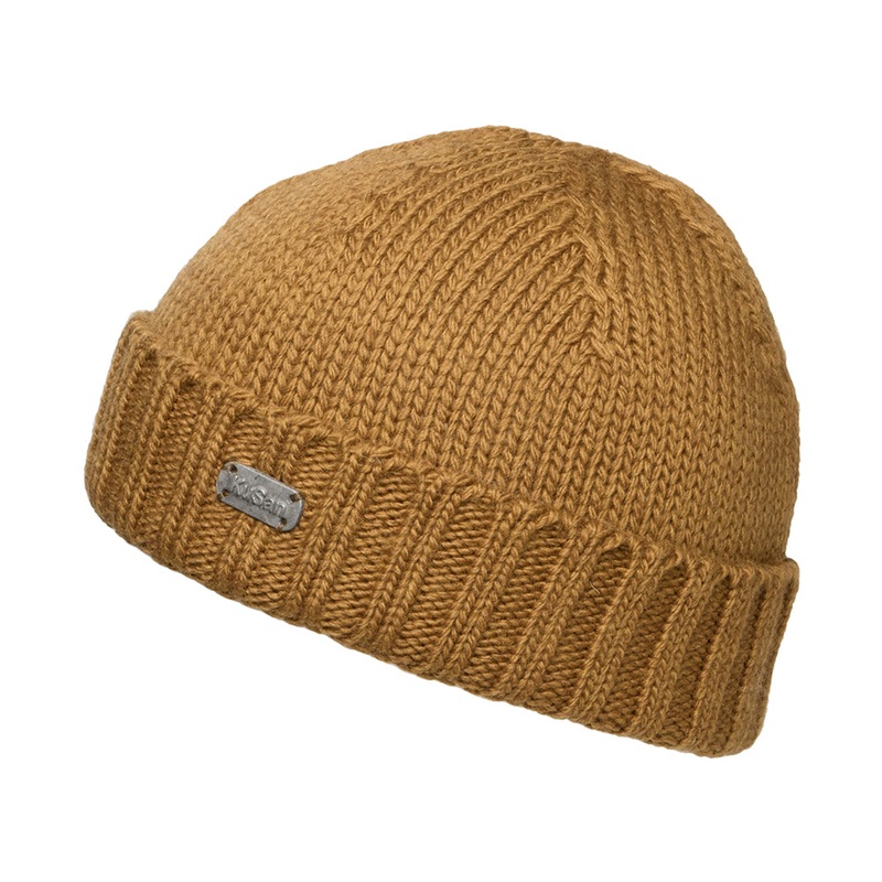Kusan Merino Wool Fisherman Beanie Hat – Tan 1-Size