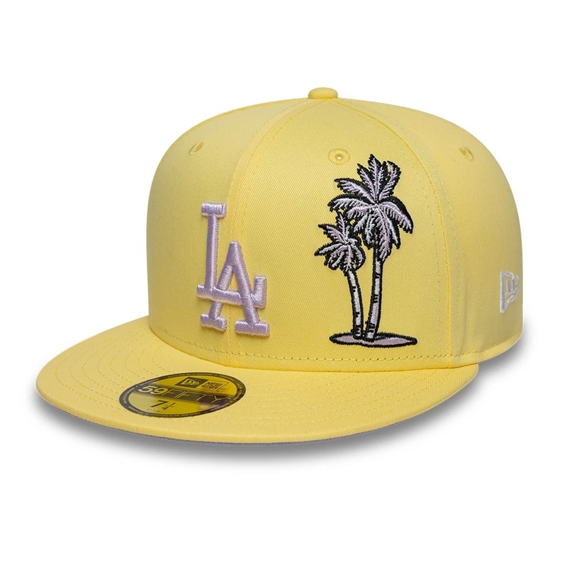 LA Dodgers MLB Palm Taco Pastel Yellow 59FIFTY Fitted Cap 6 7/8