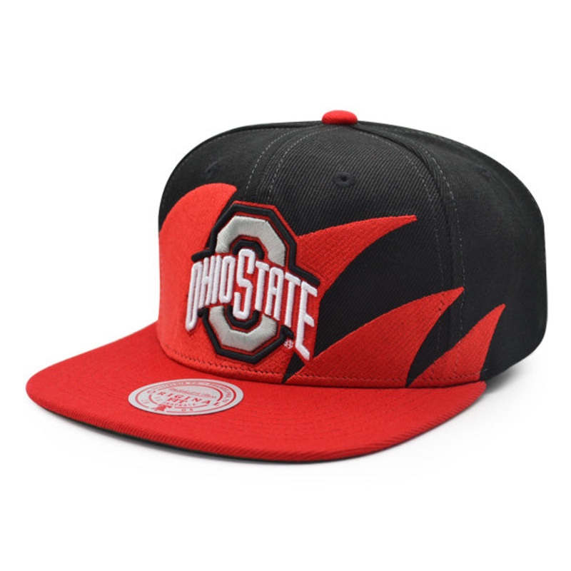 Ohio State Buckeyes NCAA Mitchell & Ness SHARKTOOTH Snapback Hat – Red/Black