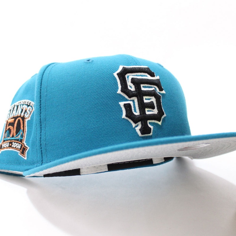 San Francisco Giants 50th Anniversary New Era 59Fifty Fitted Hat (Glow in the Dark Teal Gray Under Brim) 7