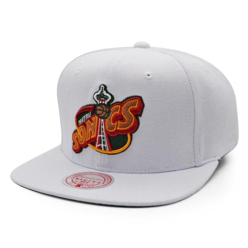 Seattle Supersonics Mitchell & Ness CLASSIC SOLID Snapback Hat – White/Copper
