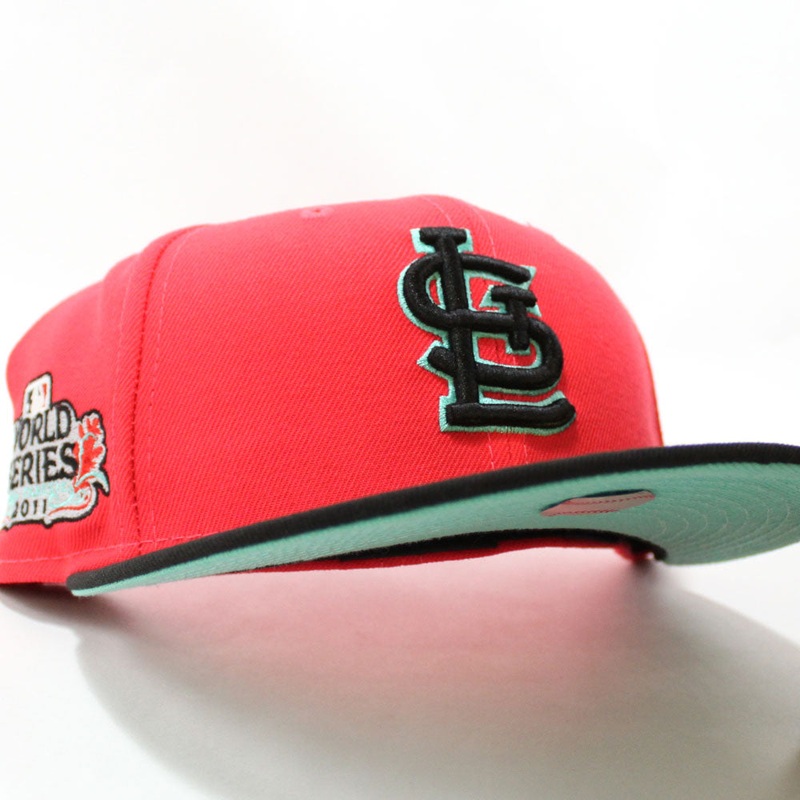 St Louis Cardinals 2011 World Series New Era 59Fifty Fitted Hat (Glow in the Dark Lava,Black Mint Under Brim) 7