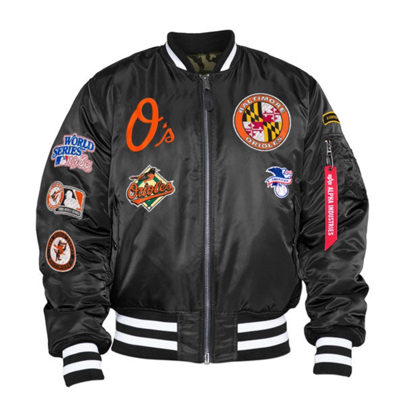 Baltimore Orioles Alpha Industries X New Era MA-1 Bomber Reversible Jacket – Black 3X