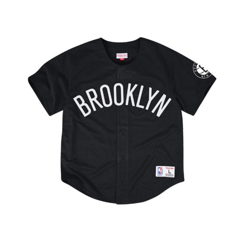 BROOKLYN NETS NBA Mesh Button Jersey (BLack) l