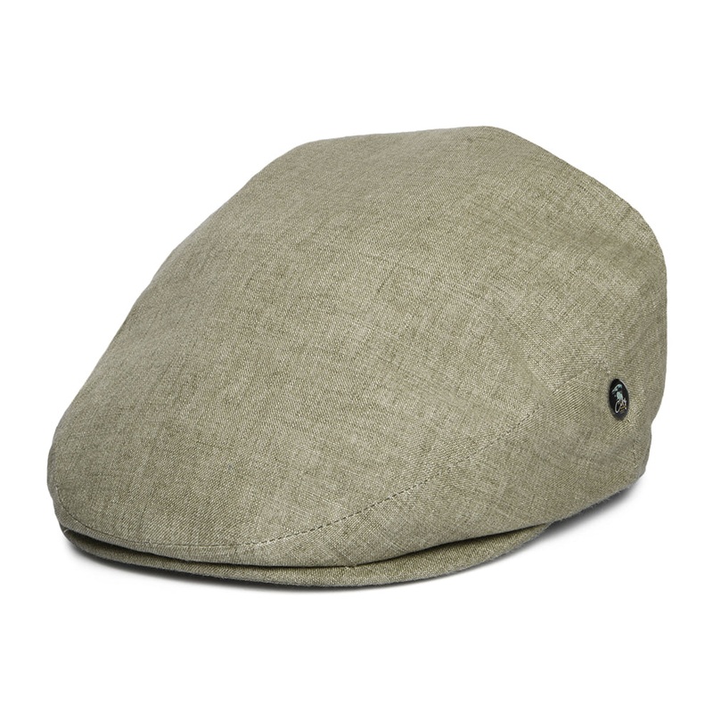 City Sport Linen Lightweight Flat Cap – Olive S
