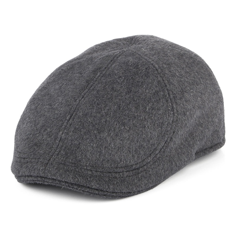Failsworth Hats Porto Brushed Wool Blend Duckbill Flat Cap – Grey S