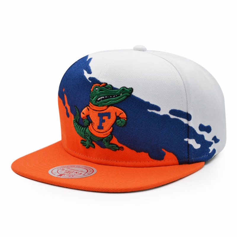 Florida Gators NCAA Mitchell & Ness PAINTBRUSH Snapback Hat – Royal/Orange