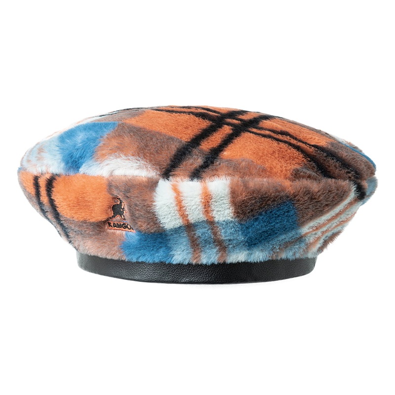 Kangol Faux Fur Beret – Orange-Blue Small/Medium