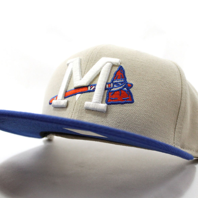 Mississippi Braves New Era 59Fifty Fitted Hat (Cream Blue Orange) 7