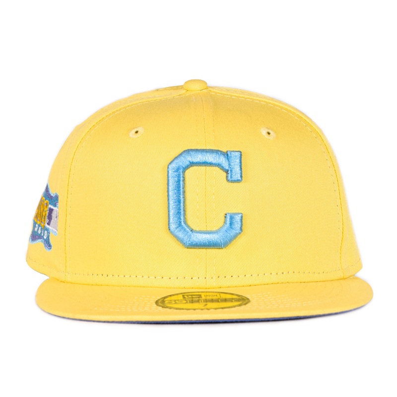 New Era Cleveland Indians Yellow All-Star Game Lavender Undervisor 59FIFTY Fitted Hat