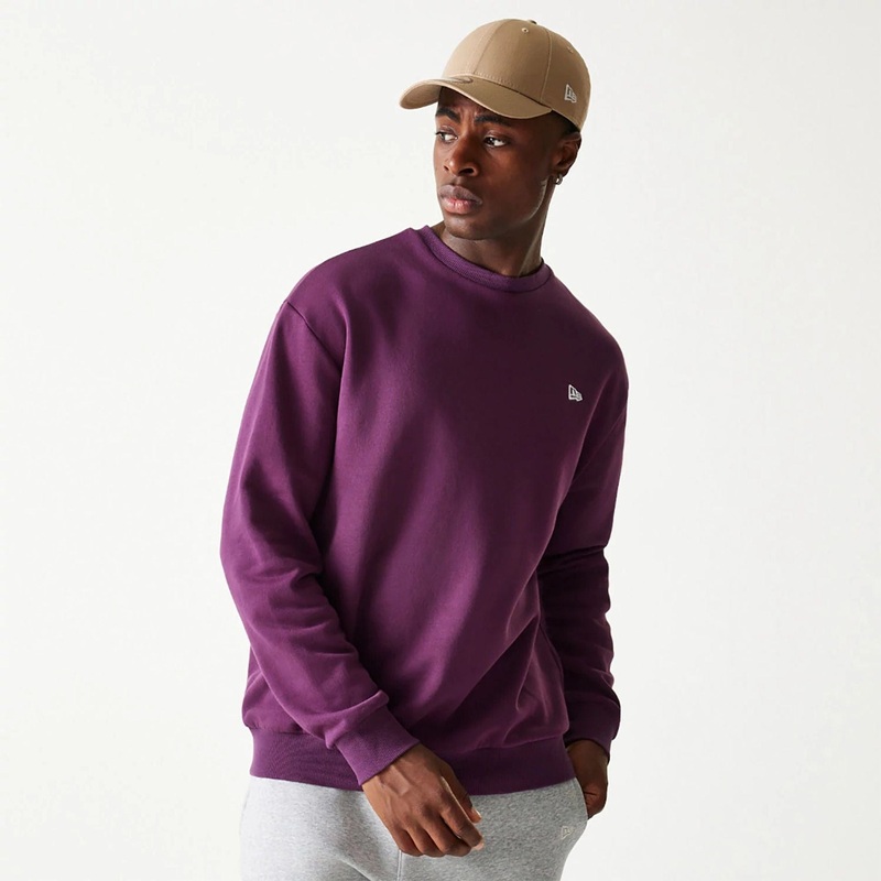 New Era Essential Dark Purple Oversized Crewneck Sweater XS