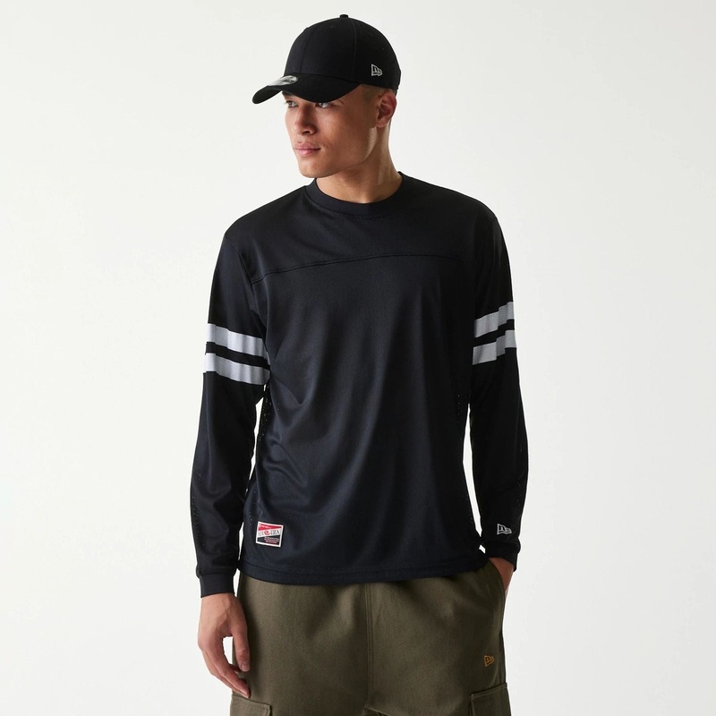 New Era Mesh Water Black Long Sleeve T-Shirt XS