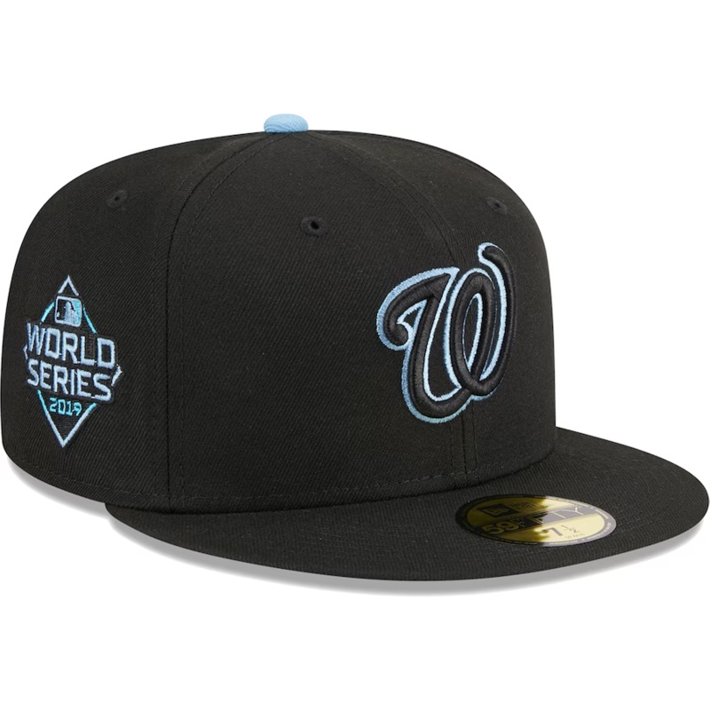 New Era Washington Nationals Black/Baby Blue Pastel Undervisor 2023 59FIFTY Fitted Hat