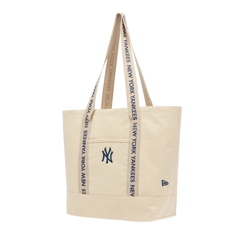 New York Yankees MLB Strap Cream Canvas Tote Bag OSFM