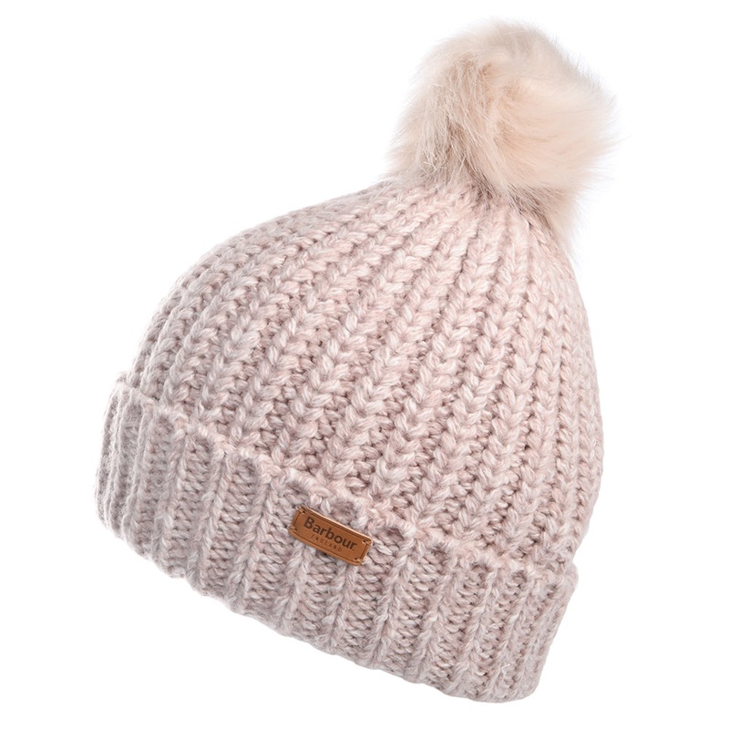 Barbour Hats Rothbury Faux Fur Pom Bobble Hat – Light Pink 1-Size