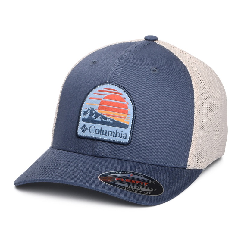 Columbia Hats Peaceful Perspective Flexfit Trucker Cap – Navy-Stone Small/Medium