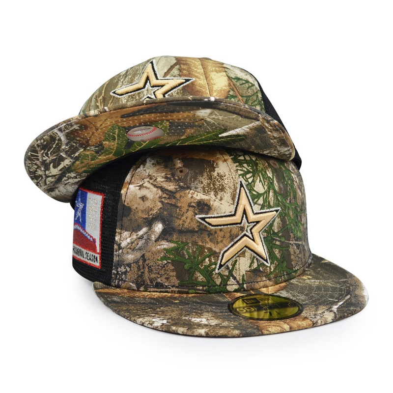 Houston Astros 2000 Inaugural Season Exclusive New Era 59Fifty Trucker Fitted Hat – Real Tree/Black 6 7/8