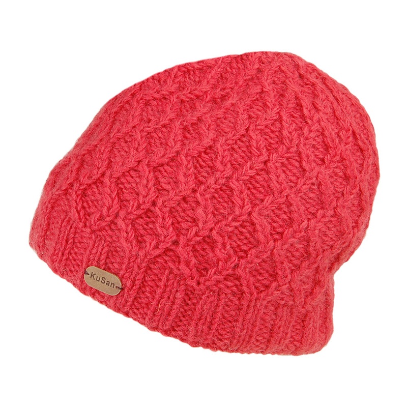 Kusan Brooklyn Cable Knit Beanie Hat – Raspberry 1-Size