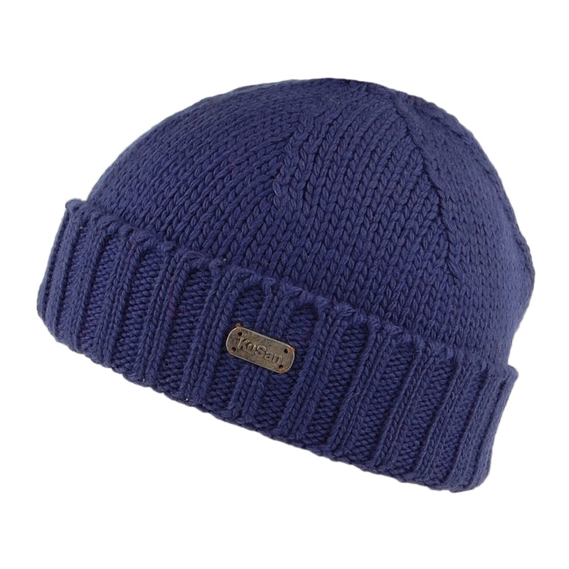 Kusan Merino Wool Fisherman Beanie Hat – Navy Blue 1-Size
