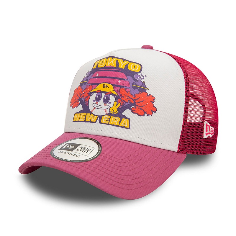 New Era E-Frame Tokyo Graphic Print White/Pink Trucker Cap One Size