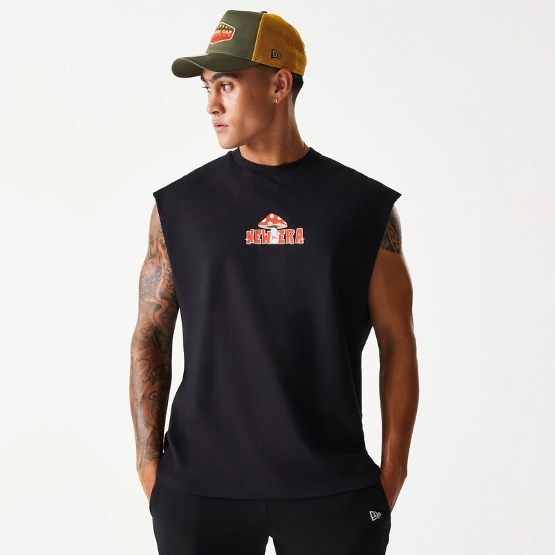 New Era Outdoor Graphic Black Sleeveless T-Shirt XS