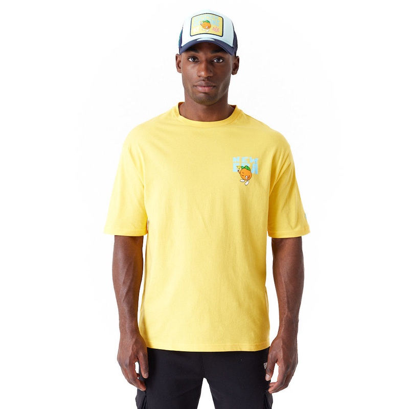 New Era Pool Party Fruit Graphic Oversized Yellow Tee S