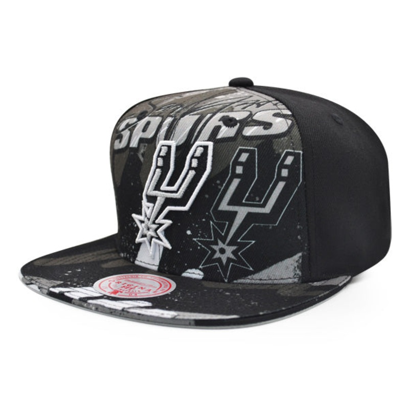 San Antonio Spurs Mitchell & Ness HYPER LOOPS Snapback Hat – Black/Gray