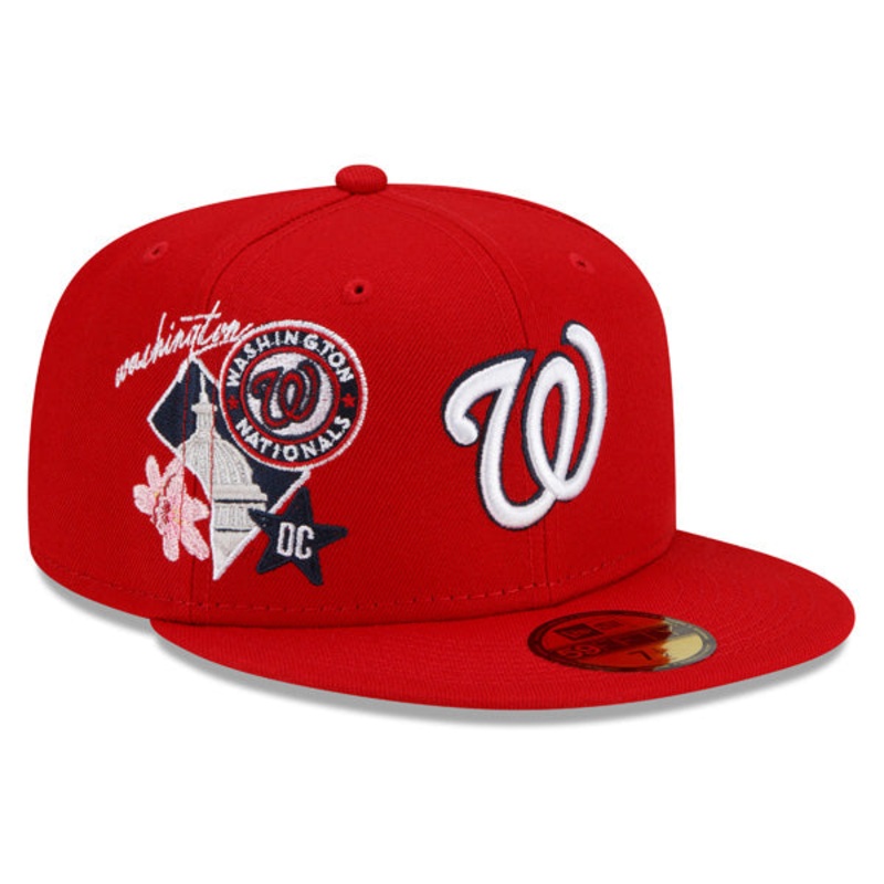 Washington Nationals New Era MLB Exclusive CLUSTER 59Fifty Fitted Hat – Scarlet/Gray Bottom 7