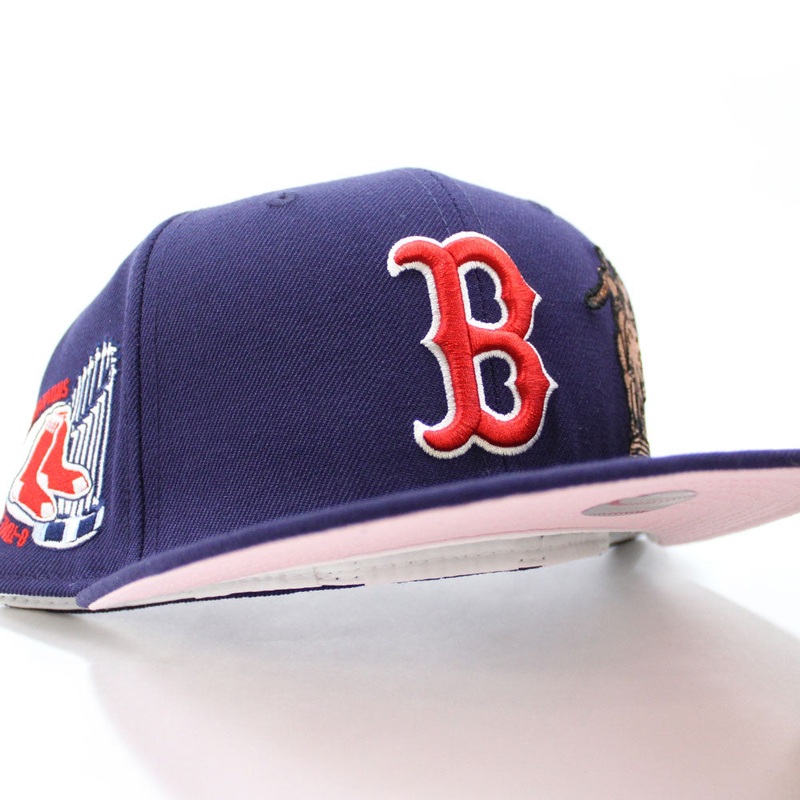 Boston Red Sox 8 WORLD SERIES CHAMPIONS New Era 59Fifty Fitted Hat (Navy Pink Under Brim) 7