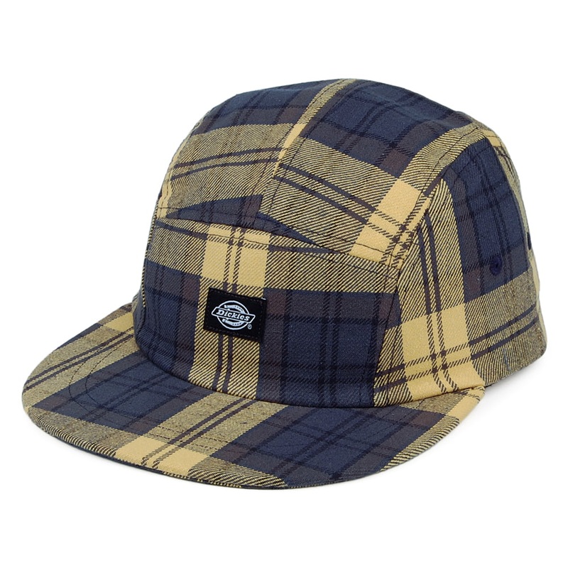 Dickies Hats Hornbeck Checked 5 Panel Cap – Blue-Yellow 1-Size