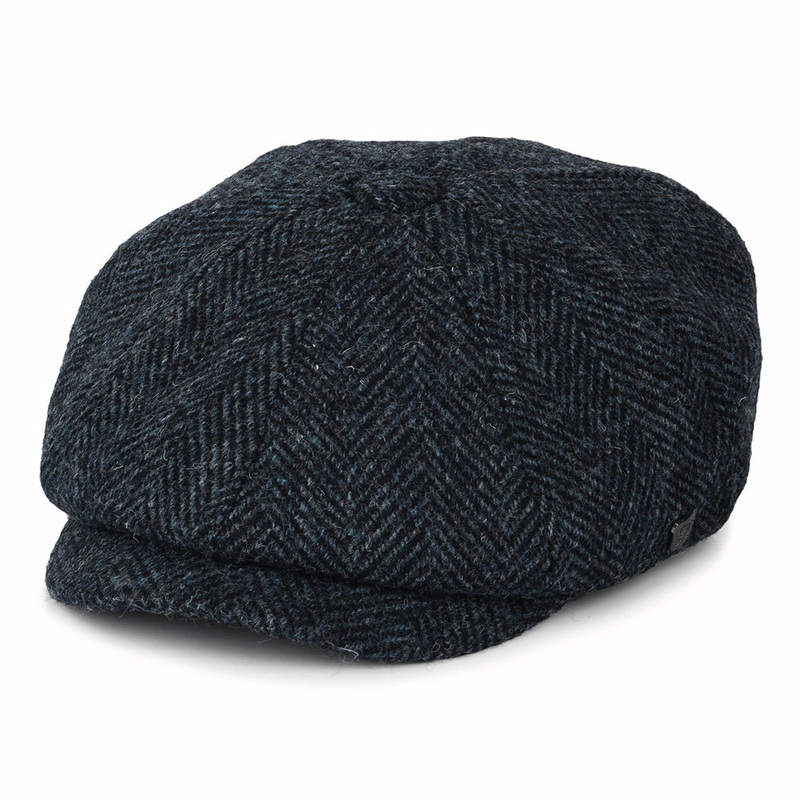 Failsworth Hats HARRIS TWEED Herringbone Carloway Newsboy Cap – Blue-Black 55
