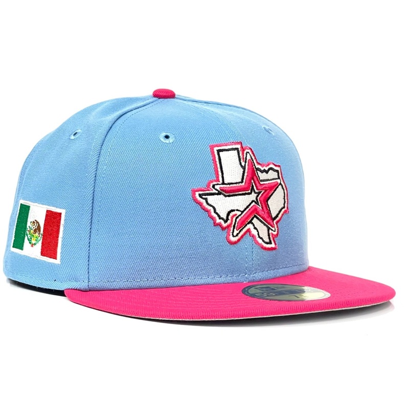 New Era Houston Astros Mexican Flag Baby Blue/Hot Pink 59FIFTY Fitted Hat