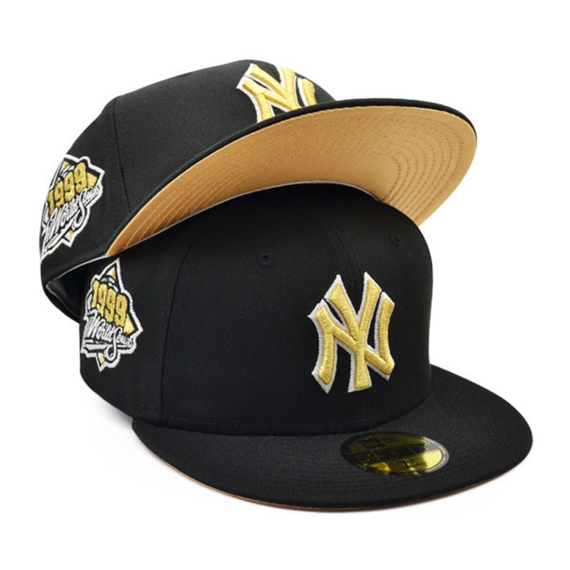 New York Yankees 1999 WORLD SERIES Exclusive New Era 59Fifty Fitted Hat  Black/Metallic Gold 6 7/8