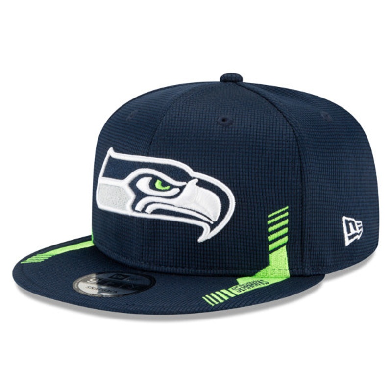 Seattle Seahawks New Era 2021 NFL Sideline HOME 9Fifty Snapback Hat – Navy/Lime