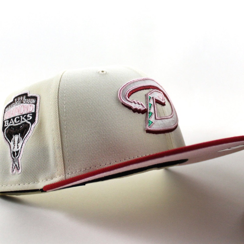 Arizona Diamondbacks 1998 Inaugural Season New Era 59Fifty Fitted Hat (Chrome White Scarlet Red Pink Under Brim) 7