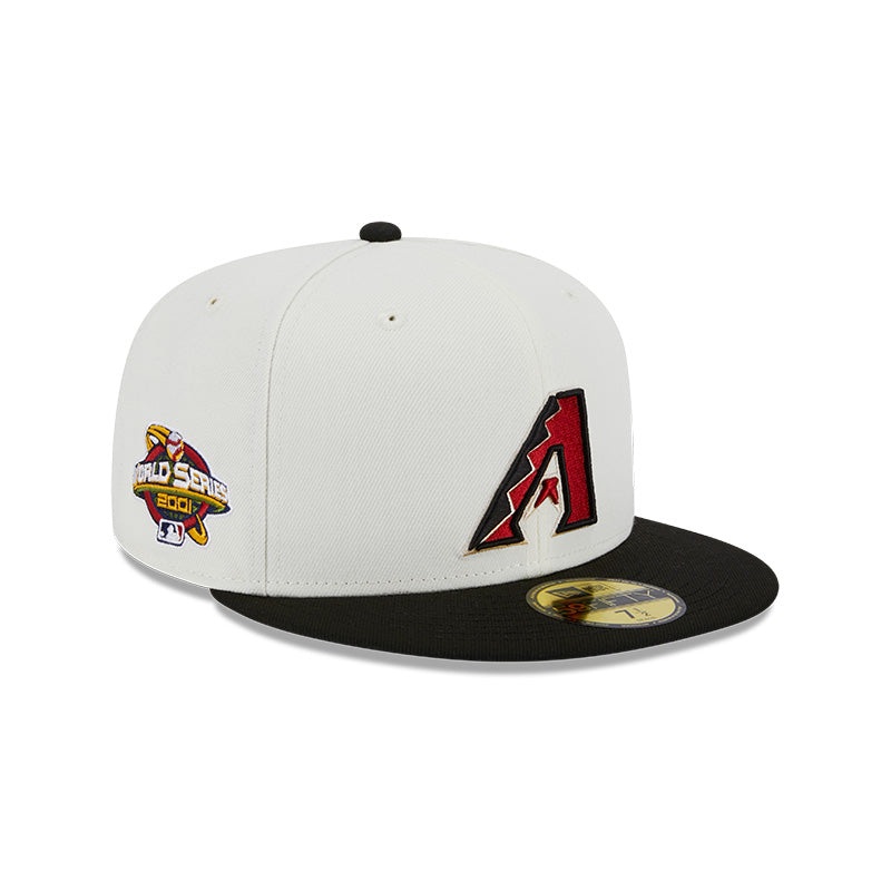 Arizona Diamondbacks 2001 WORLD SERIES Exclusive New Era RETRO 59FIFTY Fitted Hat – Chrome/Black 6 7/8