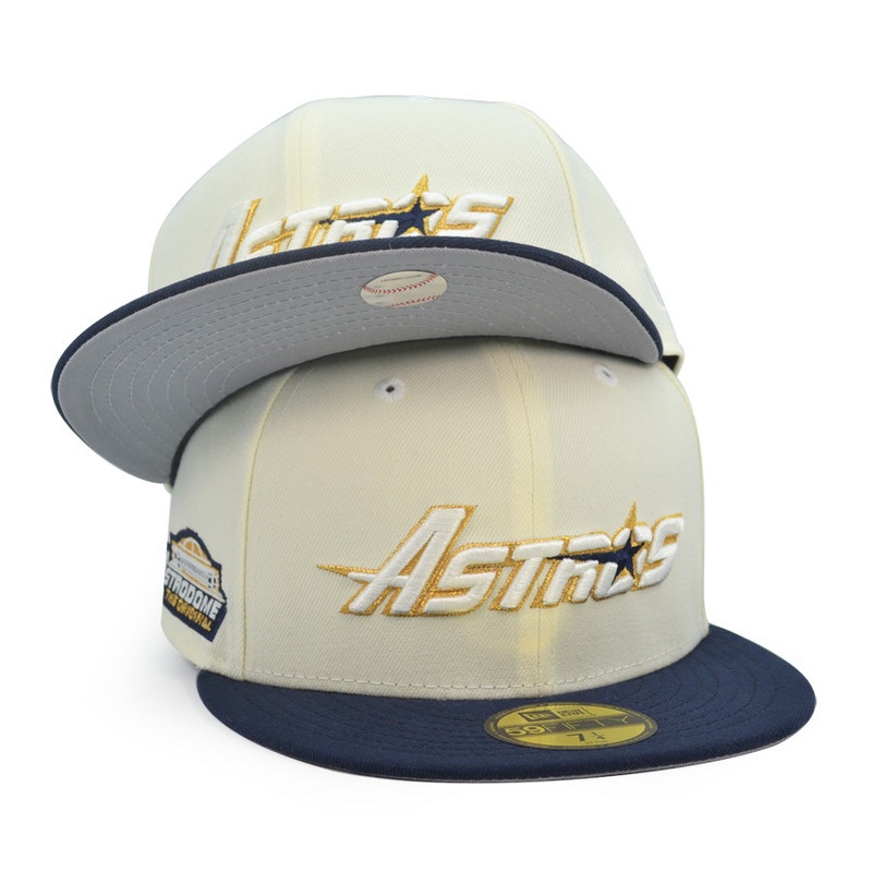 Houston Astros ASTRODOME Exclusive New Era 59Fifty Fitted Hat – Chrome/Navy 6 7/8