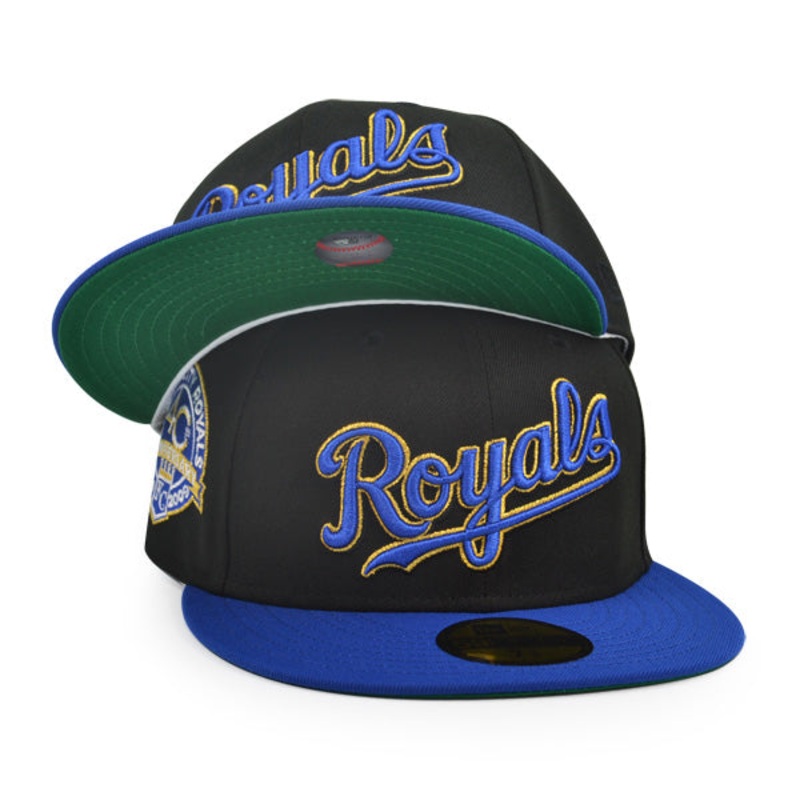 Kansas City Royals 40th ANNIVERSARY Exclusive New Era 59Fifty Fitted Hat – Black/Royal 6 7/8