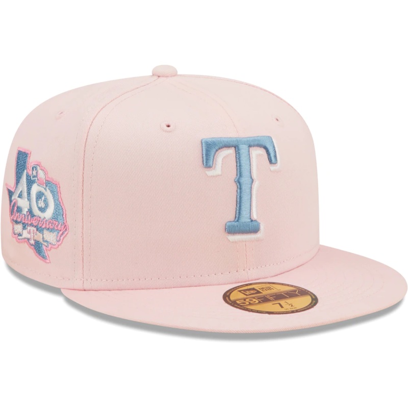 New Era Texas Rangers Pink/Sky Blue 40th Anniversary Undervisor 59FIFTY Fitted Hat
