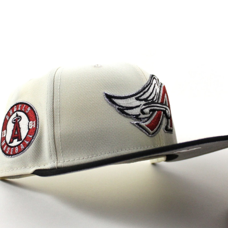 Anaheim Angels 1961 Angels Baseball  New Era 59Fifty Fitted Hat (Chrome White Black Green Gray Under Brim) 6 7/8
