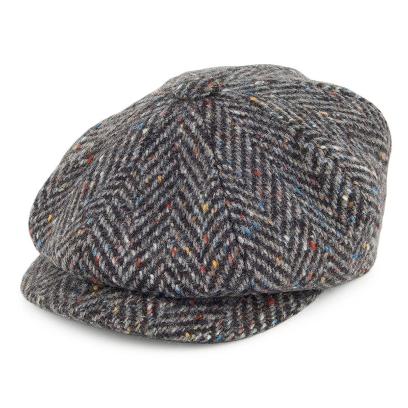 City Sport Donegal Tweed Herringbone Newsboy Cap – Charcoal S