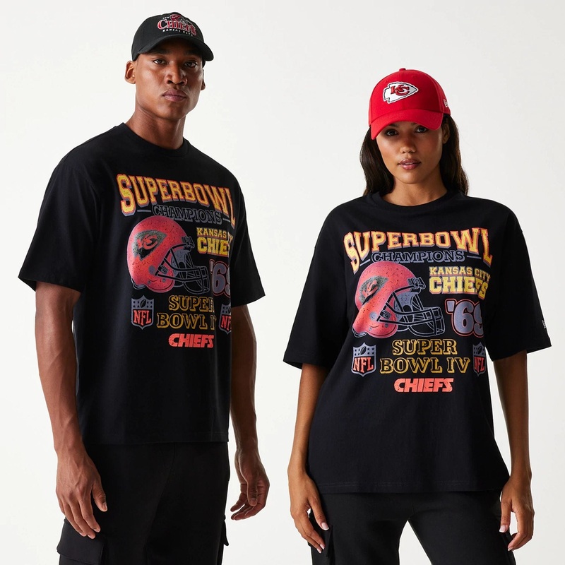 Kansas City Chiefs NFL Super Bowl Black Oversized T-Shirt XS