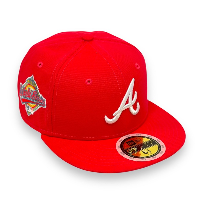KIDS – ATLANTA BRAVES (INFARED) “1996 WORLDSERIES” NEW ERA 59FIFTY FITTED (SKYBLUE BOTTOM) 63/8