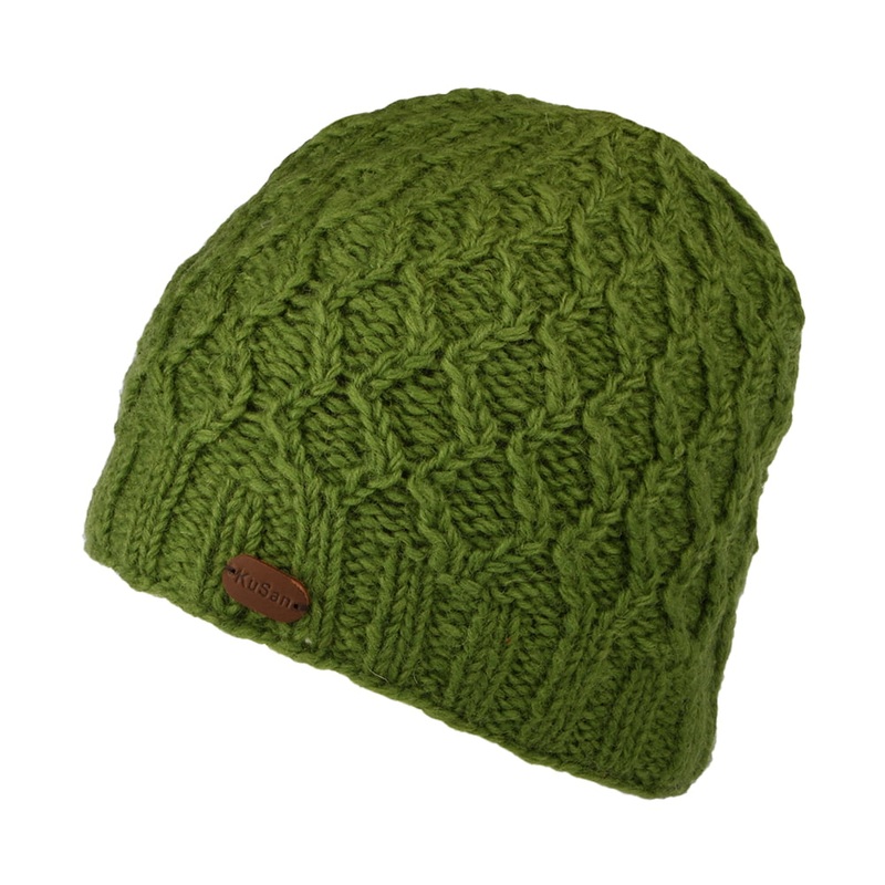Kusan Brooklyn Cable Knit Beanie Hat – Olive 1-Size